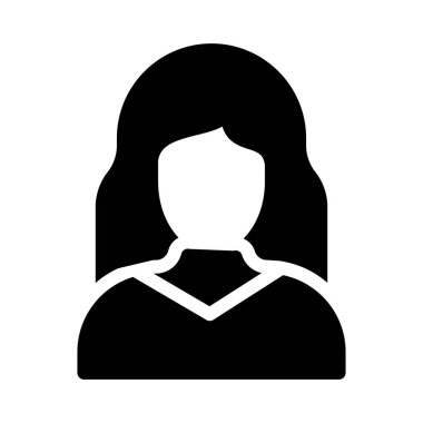 düz kız glif simge vektör