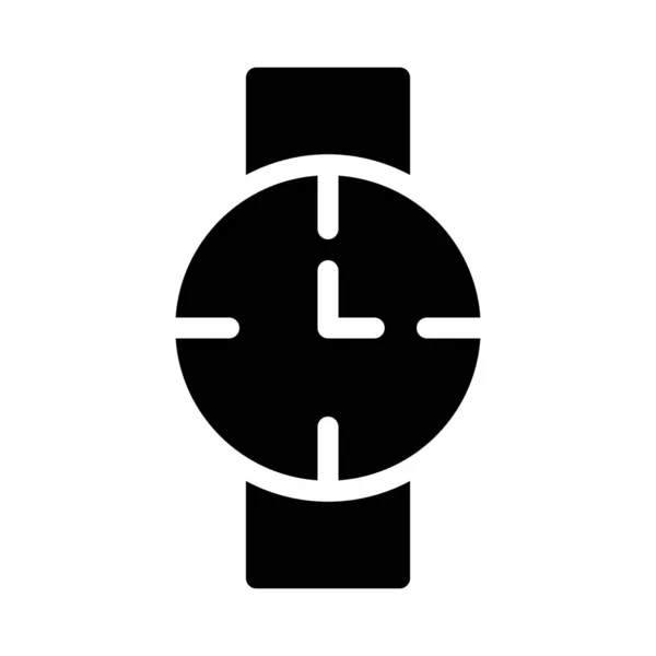 Reloj Glifo Icono Vector Plano — Archivo Imágenes Vectoriales