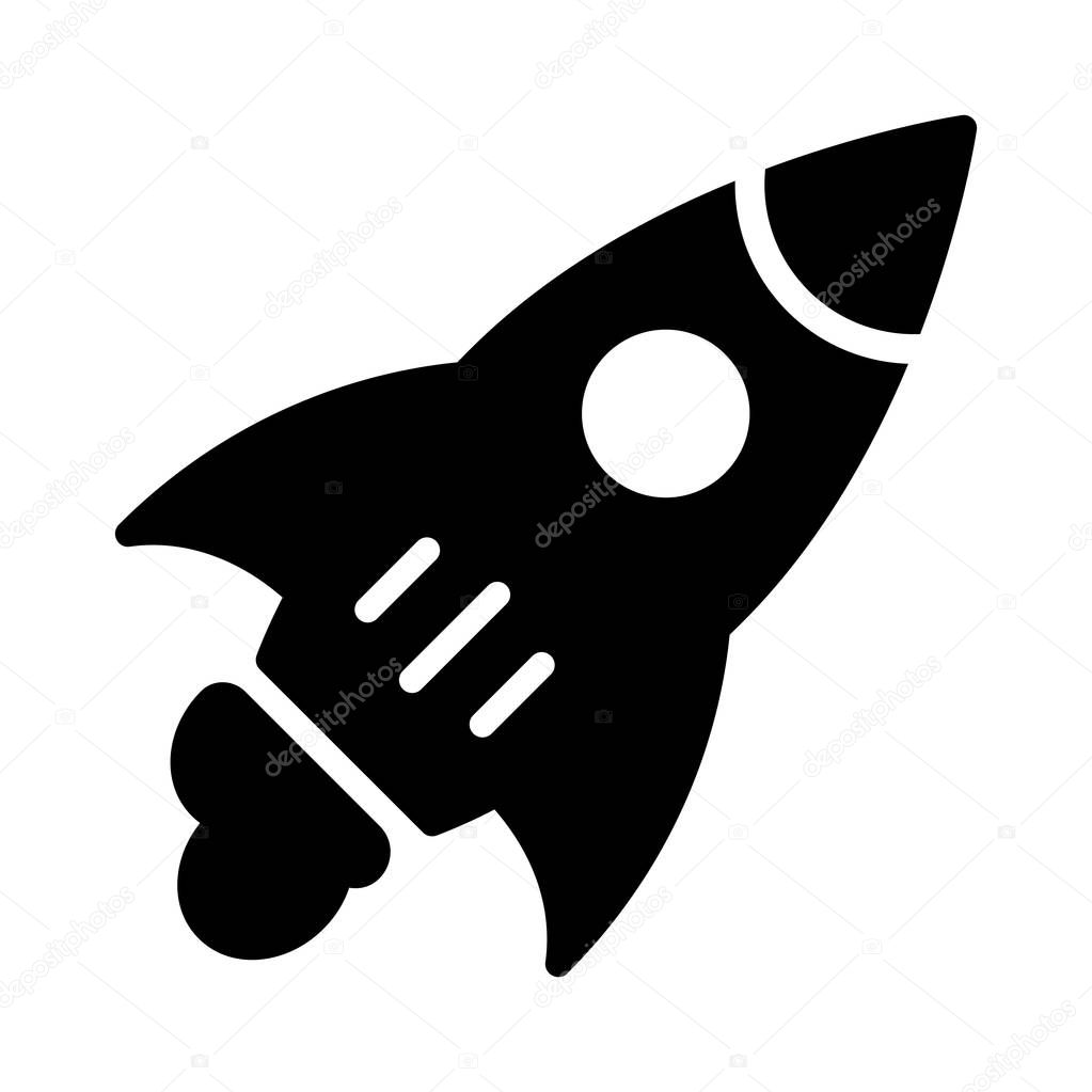 rocket glyph flat vector icon