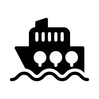 gemi glyph düz vektör simgesi