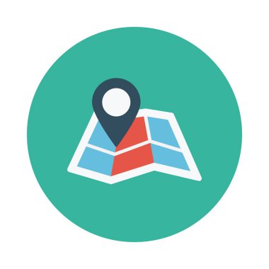 Konum glif düz vektör simge