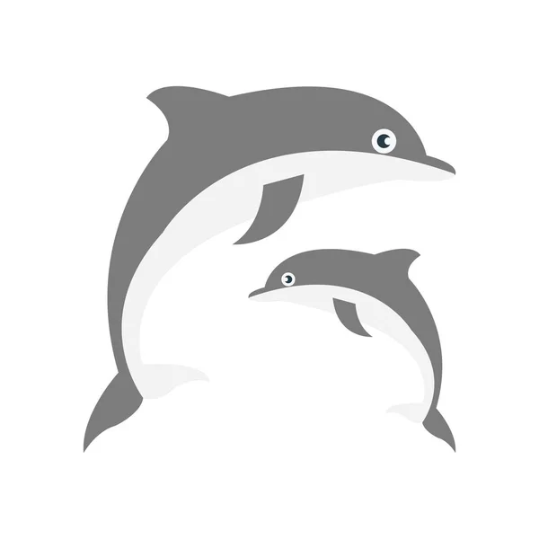 Dolphin Glyph Flat Vector Icon — Stock Vector