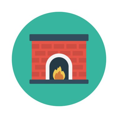 şömine glyph düz vektör simgesi