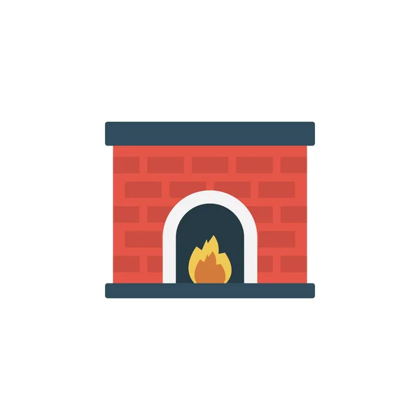 Chimenea Glifo Plano Vector Icono — Vector de stock