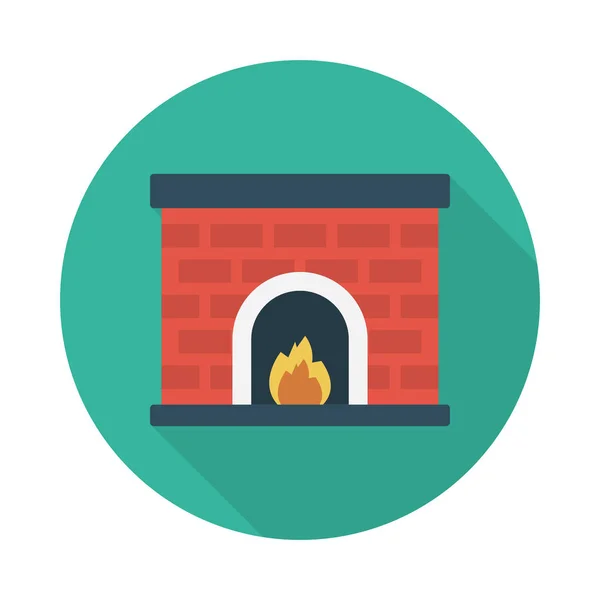 Fireplace Glyph Flat Vector Icon — Stock Vector