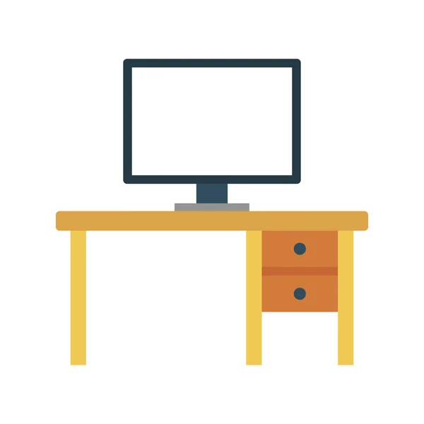 Mesa Glifo Icono Vector Plano — Vector de stock