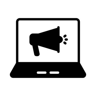 reklamlar glyph düz vektör simgesi