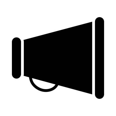 megafon glif düz vektör simgesi