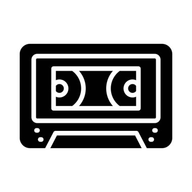 kaset glyph düz vektör simgesi