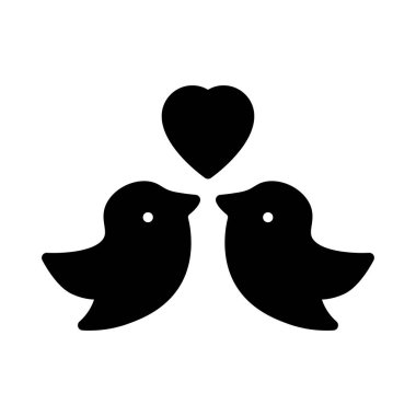 kuşlar glyph düz vektör simgesi