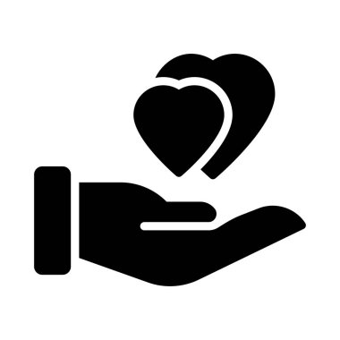 kalp glyph düz vektör simgesi