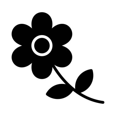 gül glyph düz vektör simgesi