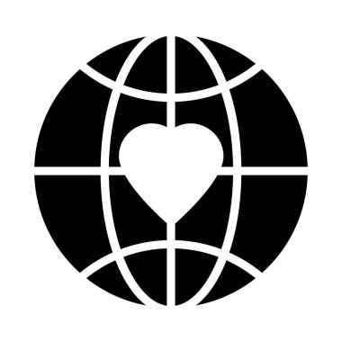 küresel glyph düz vektör simgesi