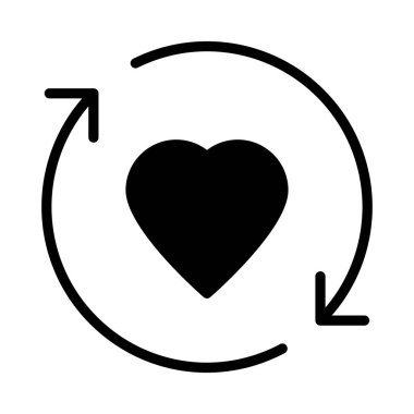 kalp glyph düz vektör simgesi