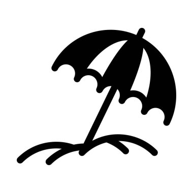 plaj glyph düz vektör simgesi