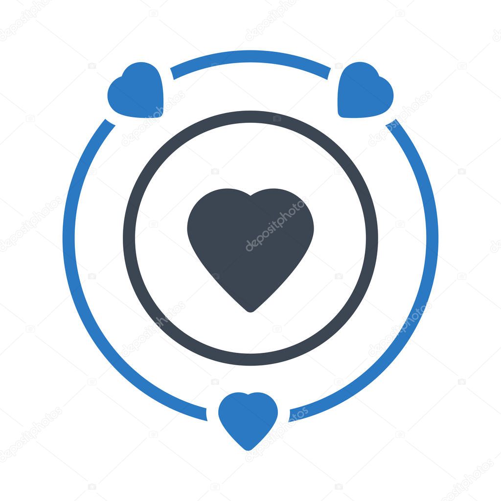 heart glyph colour vector icon
