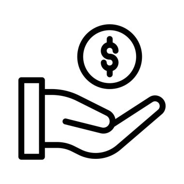 Doları ince çizgi vektör simgesi