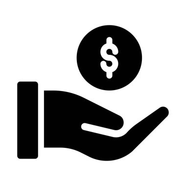 dolar glif düz vektör simgesi