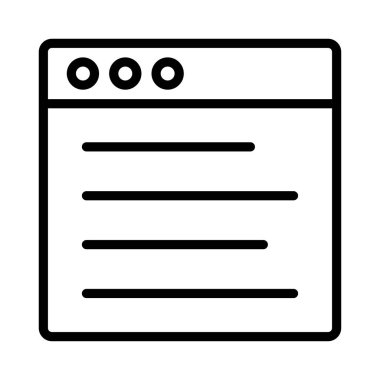 Web sayfası ince çizgi vektör simgesi