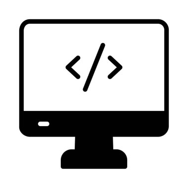 programlama glif düz vektör simgesi