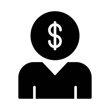 Kullanıcı glif düz vektör simgesi