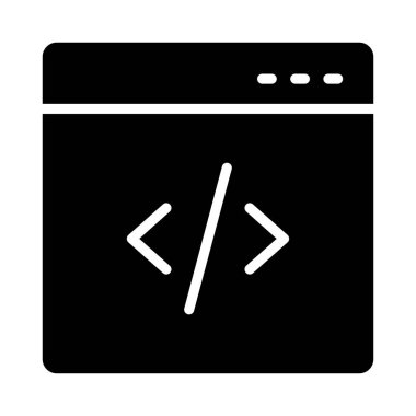 programlama glif düz vektör simgesi