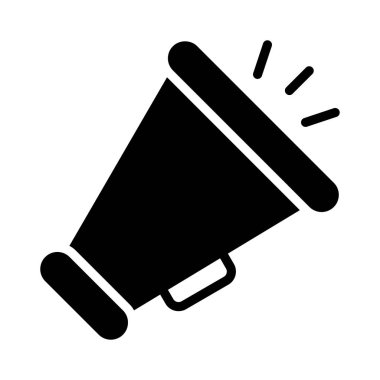 megafon glif düz vektör simgesi