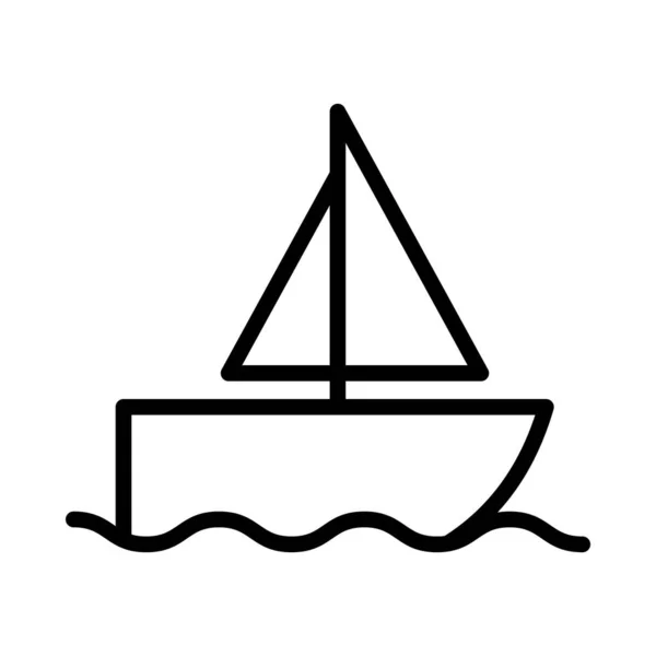 Csónak Vékonyvonali Vektor Ikon — Stock Vector