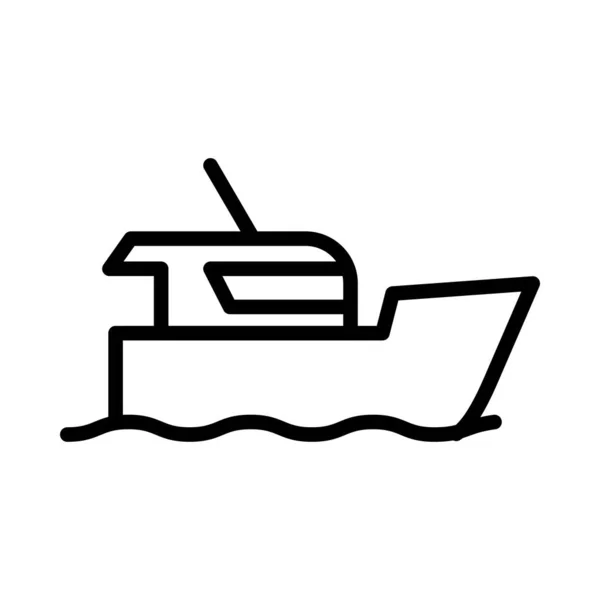 ボート細い線ベクトルアイコン — ストックベクタ