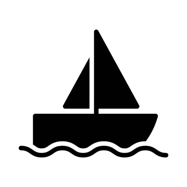 Boat Glyph Flat Vector Icon — Stock Vector