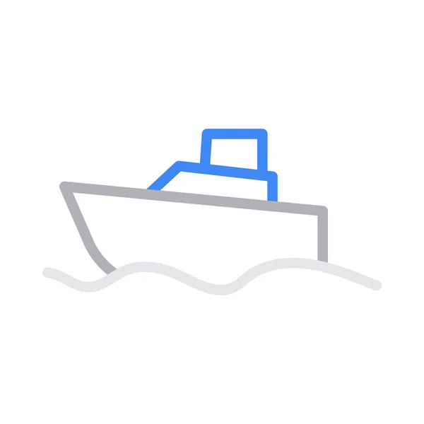 Bateau Couleur Ligne Vectoriel Icône — Image vectorielle