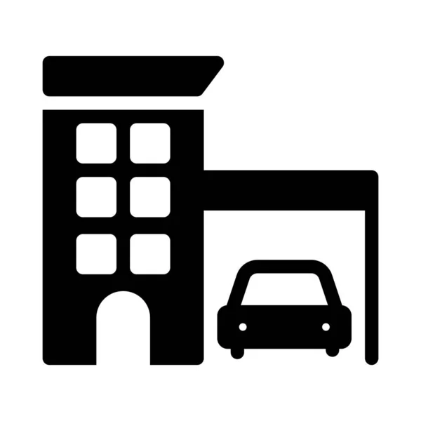 Ikona Garaż Symbol Wektor Płaski — Wektor stockowy