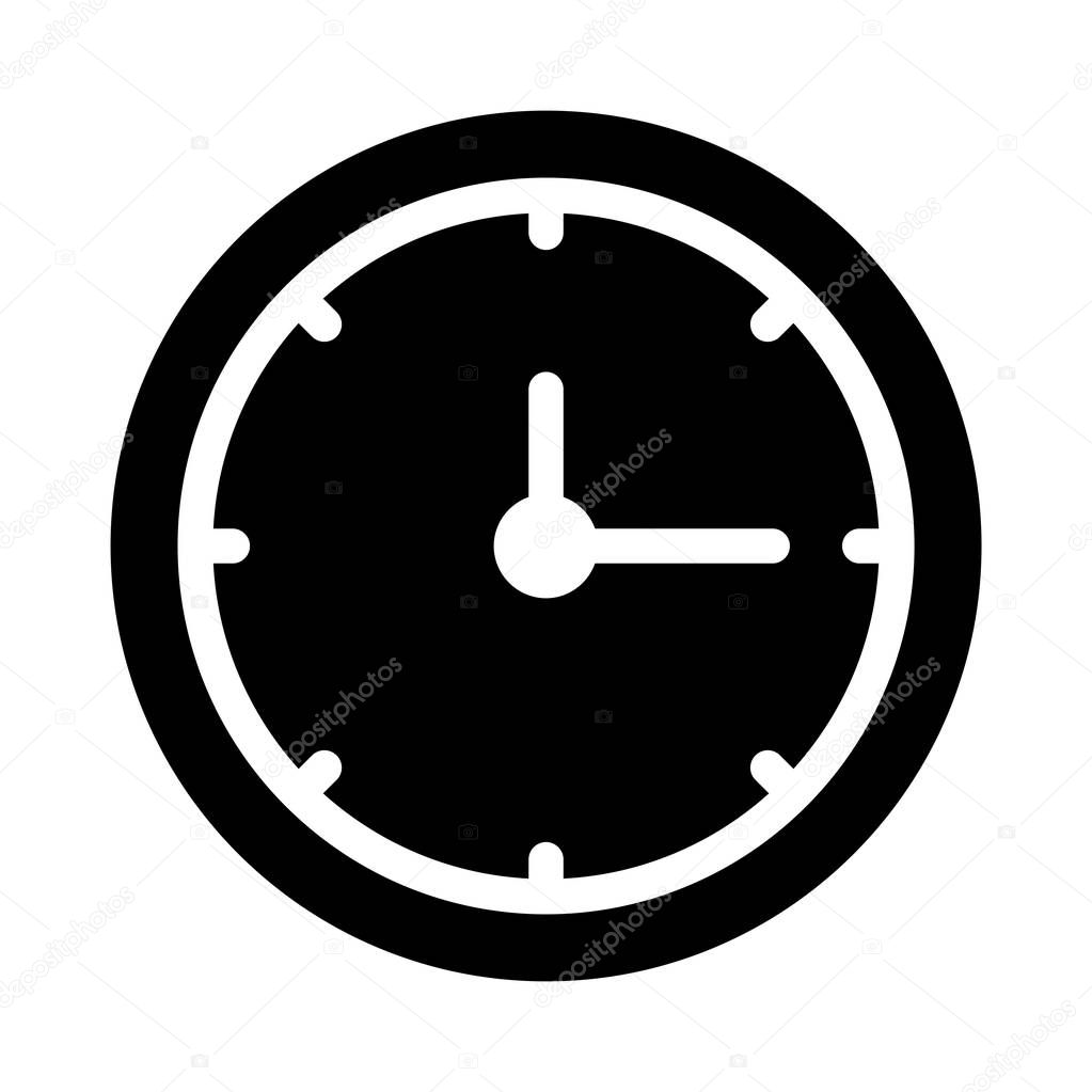 clock glyph flat vector icon