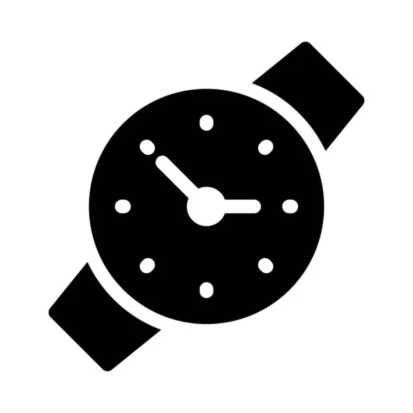 Reloj Glifo Icono Plano — Archivo Imágenes Vectoriales