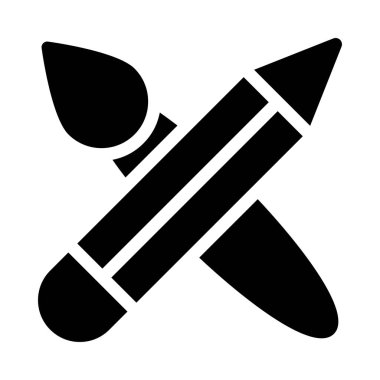 fırça glyph düz simgesi