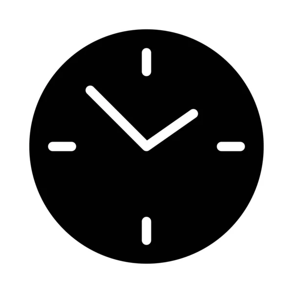 Horloge Glyphe Icône Plate — Image vectorielle