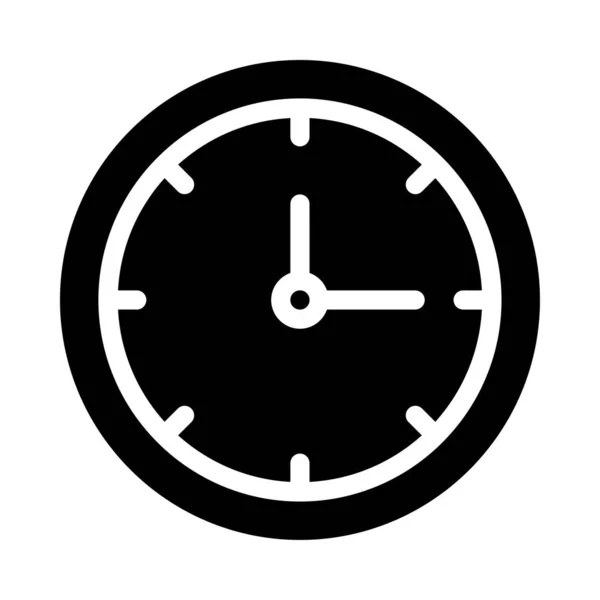 Relógio Glifo Ícone Plana — Vetor de Stock