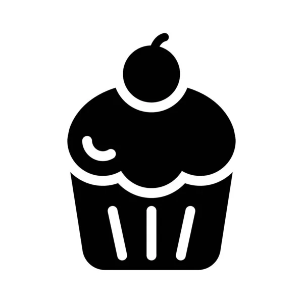 Muffin Glyphe Icône Plate — Image vectorielle