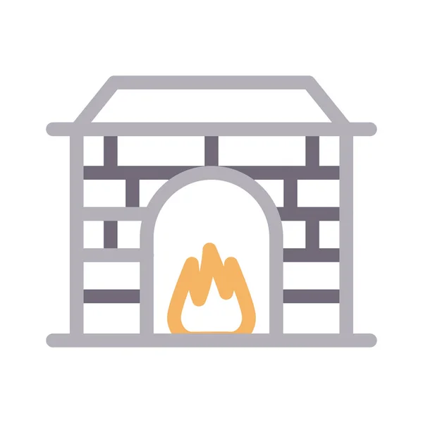 Línea Color Chimenea Icono — Vector de stock