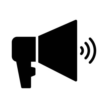 megafon glif düz vektör simgesi