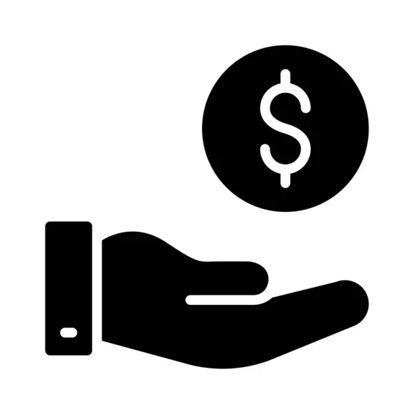 Symbool Voor Platte Vector Van Dollar Glyph — Stockvector