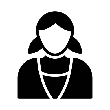 düz kız glif simge vektör