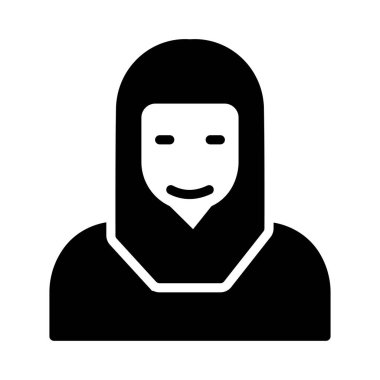 düz kız glif simge vektör