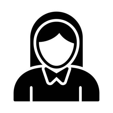 düz kız glif simge vektör