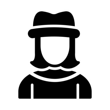 aktris glyph düz vektör simgesi