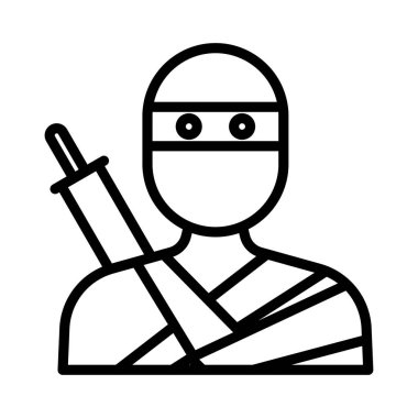 Ninja ince çizgi vektör simgesi
