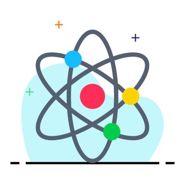 atom glyph düz vektör simgesi