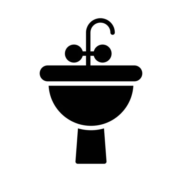 Wasserhahn Glyphen Flachvektorsymbol — Stockvektor