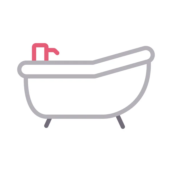 Línea Color Bañera Vector Icono — Vector de stock