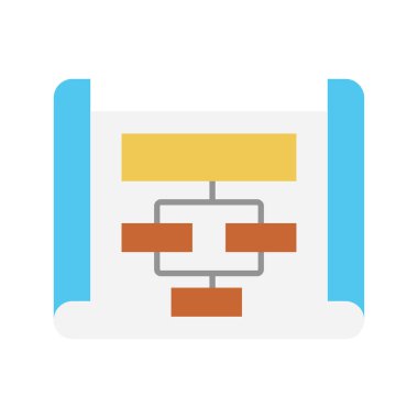 akış şeması glyph düz vektör simgesi